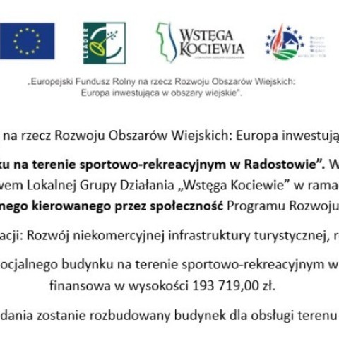 Powiększ obraz: Budowa socjalnego budynku na terenie sportowo-rekreacyjnym w Radostowie